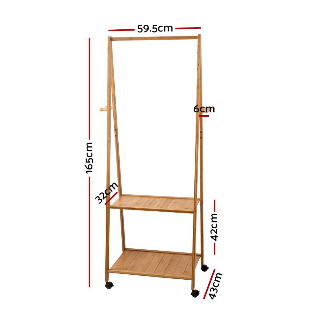 Bamboo Clothes Hanger Stand & Display Shelf - Rivercity House & Home Co. (ABN 18 642 972 209) - Affordable Modern Furniture Australia