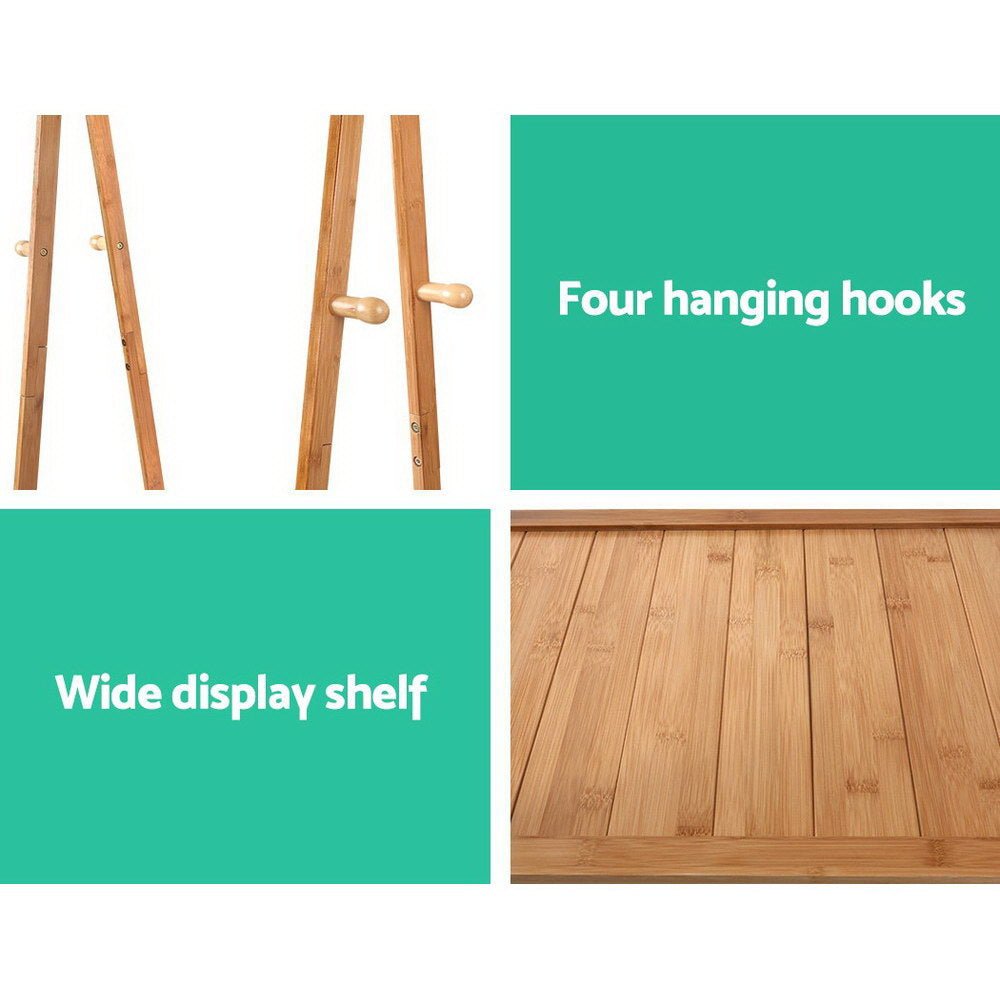 Bamboo Clothes Hanger Stand & Display Shelf - Rivercity House & Home Co. (ABN 18 642 972 209) - Affordable Modern Furniture Australia