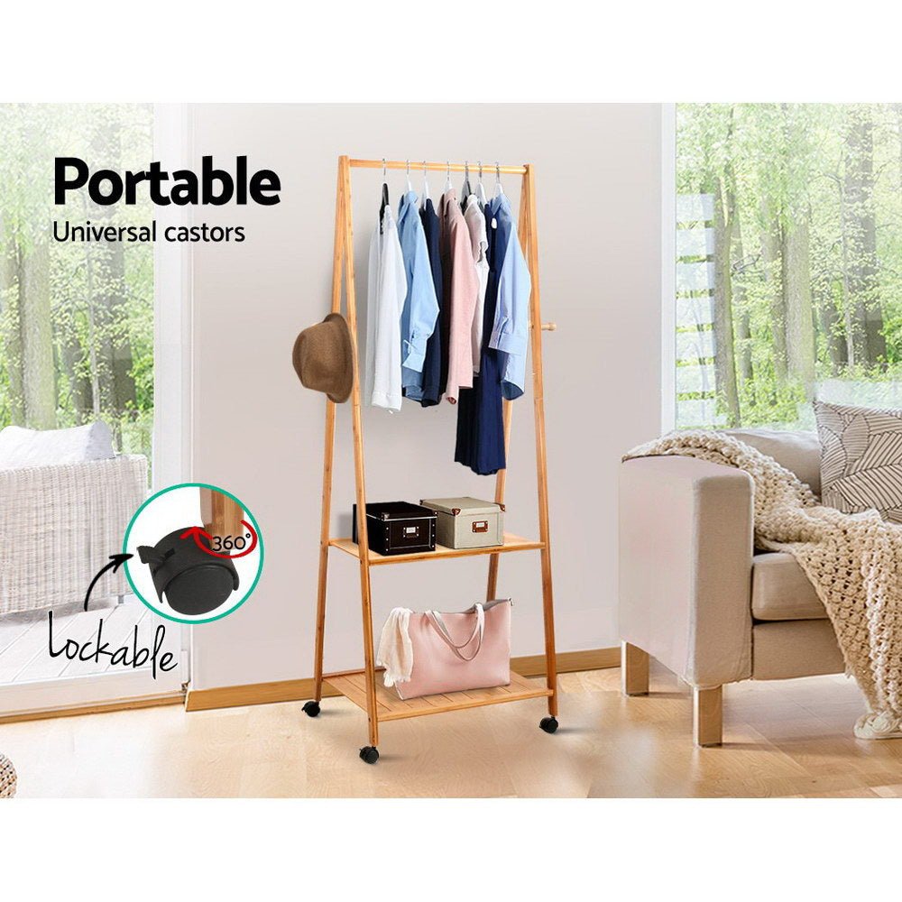 Bamboo Clothes Hanger Stand & Display Shelf - Rivercity House & Home Co. (ABN 18 642 972 209) - Affordable Modern Furniture Australia