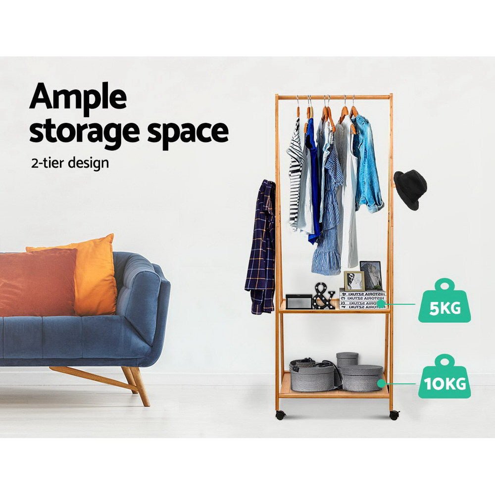 Bamboo Clothes Hanger Stand & Display Shelf - Rivercity House & Home Co. (ABN 18 642 972 209) - Affordable Modern Furniture Australia
