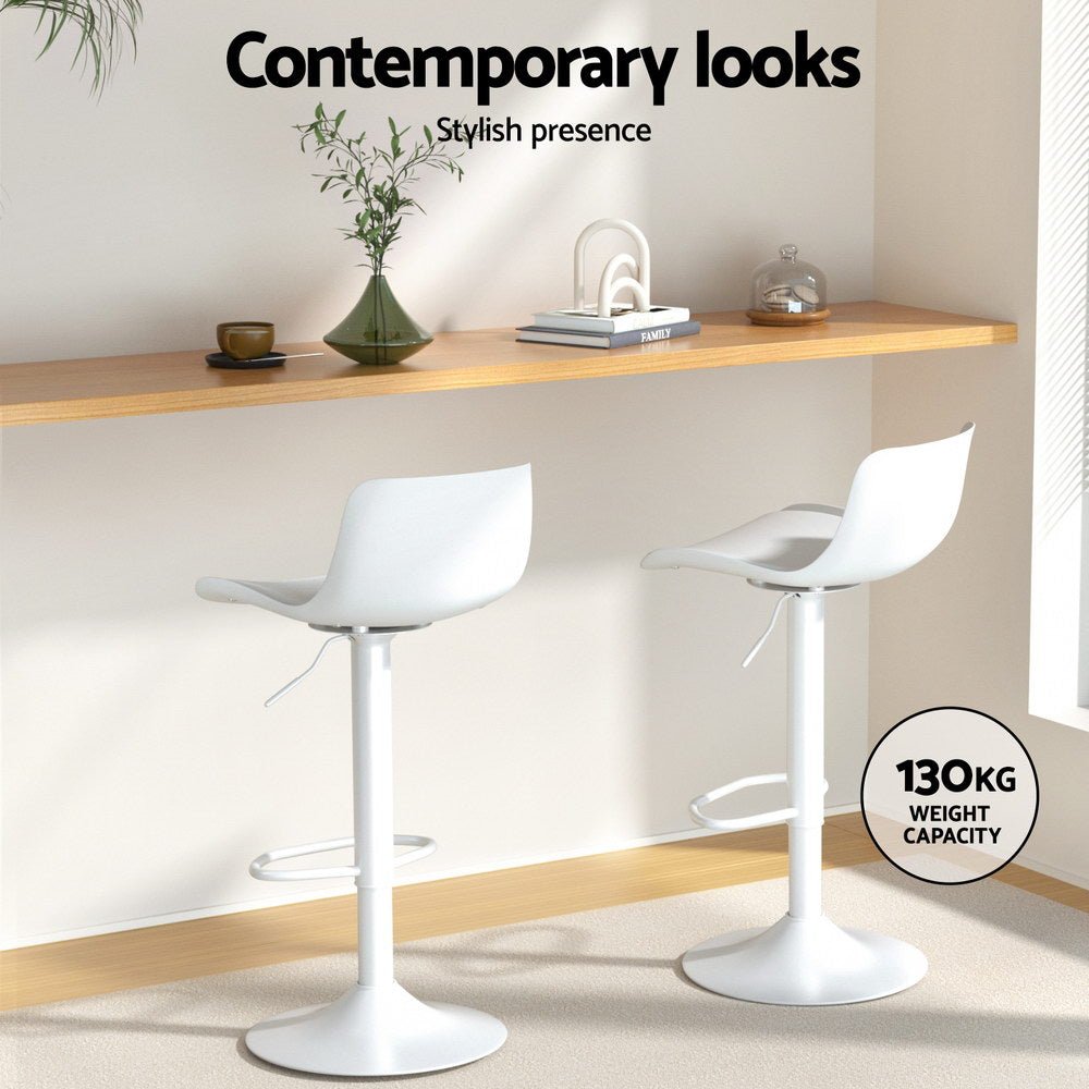 Bar Stools Kitchen Swivel Gas Lift Stool Leather Dining Chairs White x2 - Furniture > Bar Stools & Chairs - Rivercity House & Home Co. (ABN 18 642 972 209) - Affordable Modern Furniture Australia