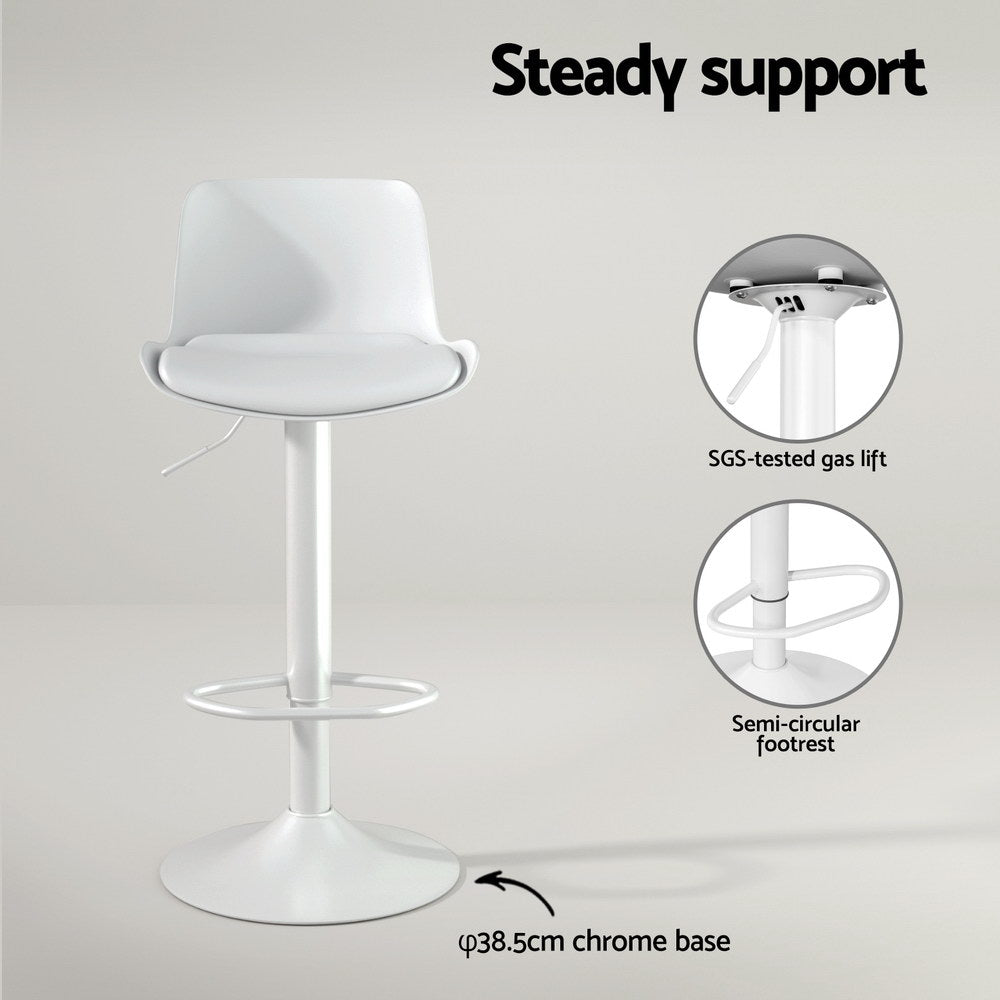 Bar Stools Kitchen Swivel Gas Lift Stool Leather Dining Chairs White x2 - Furniture > Bar Stools & Chairs - Rivercity House & Home Co. (ABN 18 642 972 209) - Affordable Modern Furniture Australia