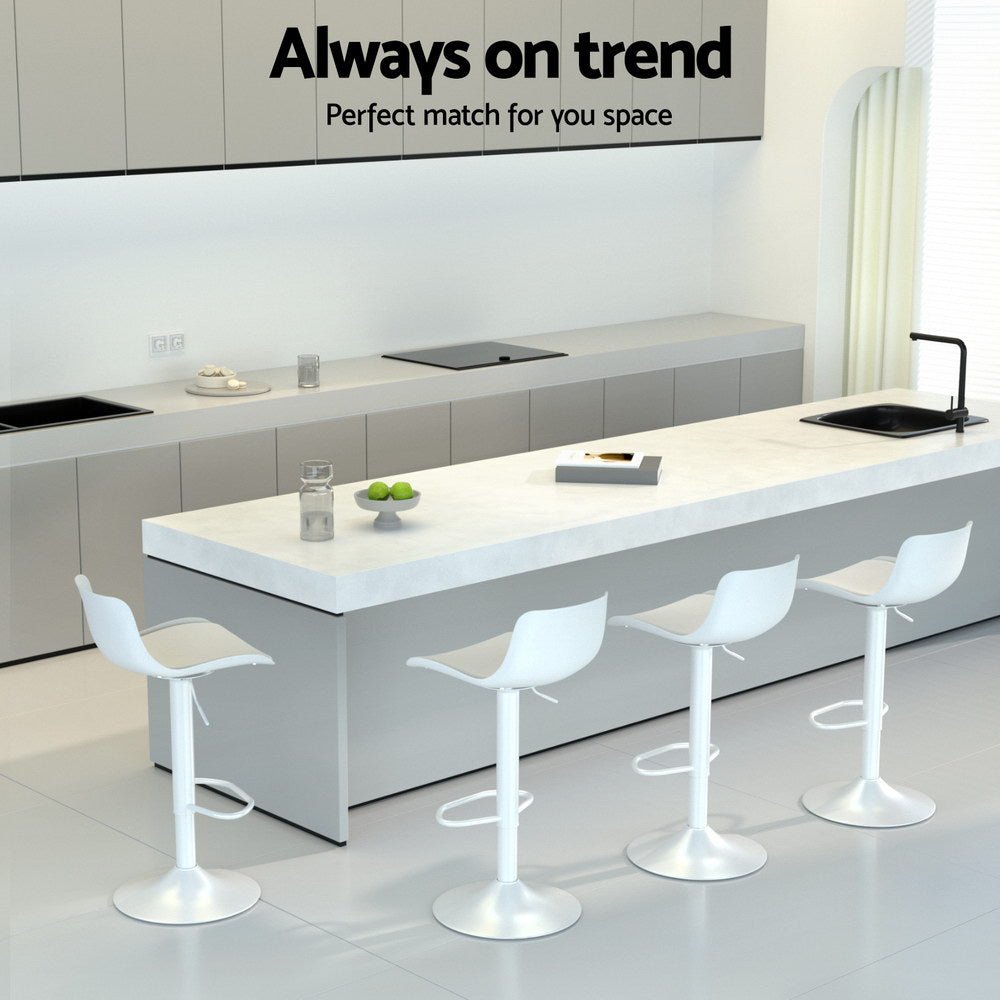 Bar Stools Kitchen Swivel Gas Lift Stool Leather Dining Chairs White x2 - Furniture > Bar Stools & Chairs - Rivercity House & Home Co. (ABN 18 642 972 209) - Affordable Modern Furniture Australia