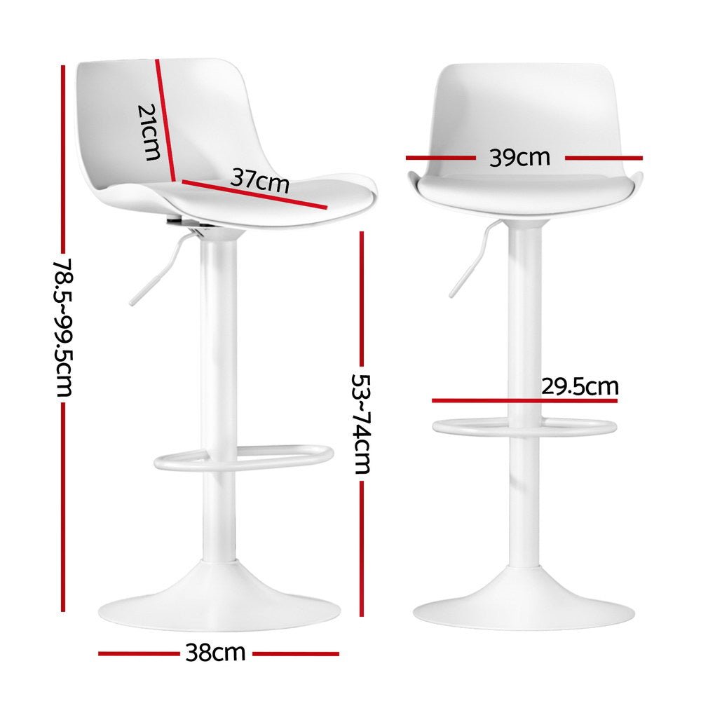 Bar Stools Kitchen Swivel Gas Lift Stool Leather Dining Chairs White x2 - Furniture > Bar Stools & Chairs - Rivercity House & Home Co. (ABN 18 642 972 209) - Affordable Modern Furniture Australia