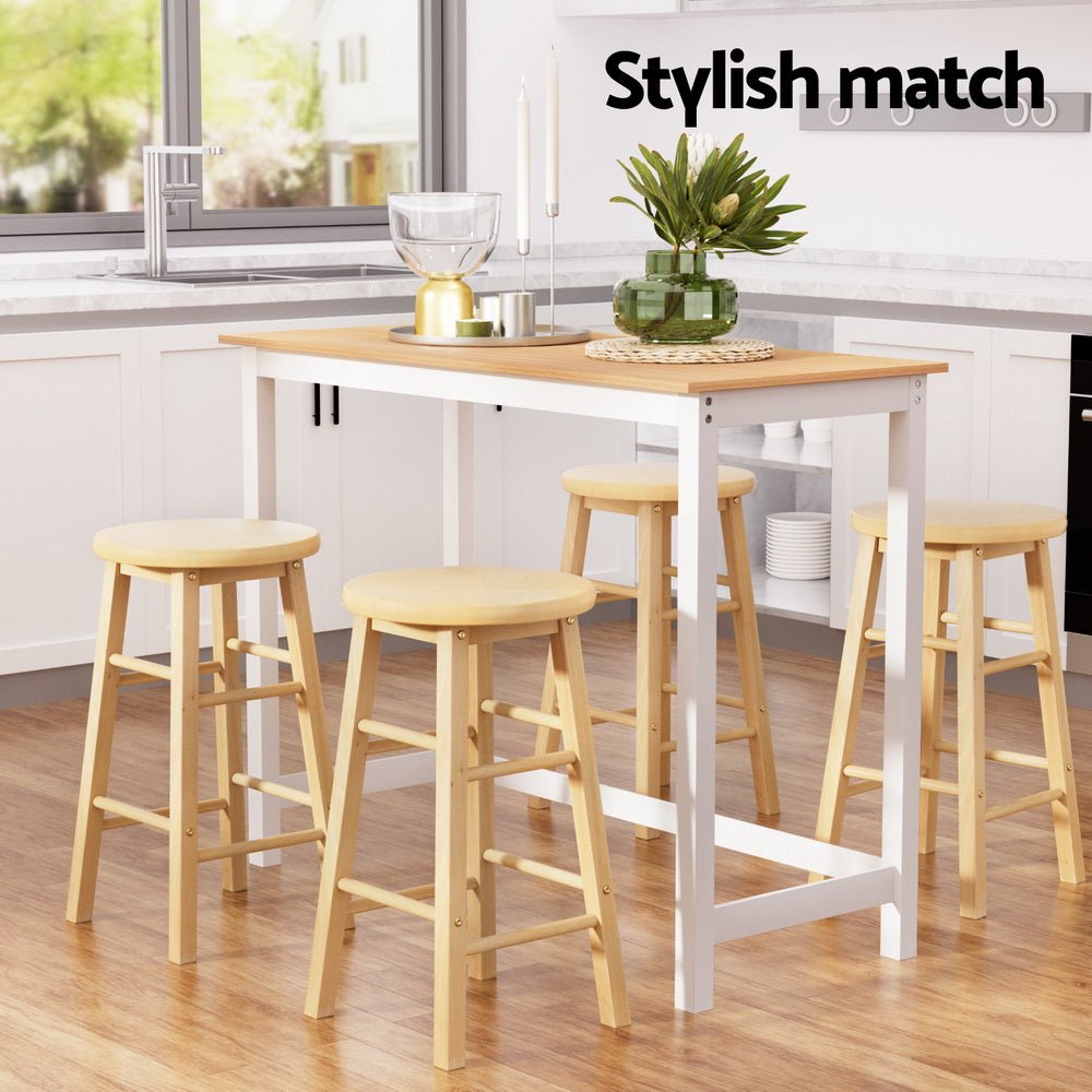 Bar Table and Stools Set Dining Desk Kitchen Chairs Cafe Pub - Furniture > Bar Stools & Chairs > Table & Bar Stools - Rivercity House & Home Co. (ABN 18 642 972 209) - Affordable Modern Furniture Australia