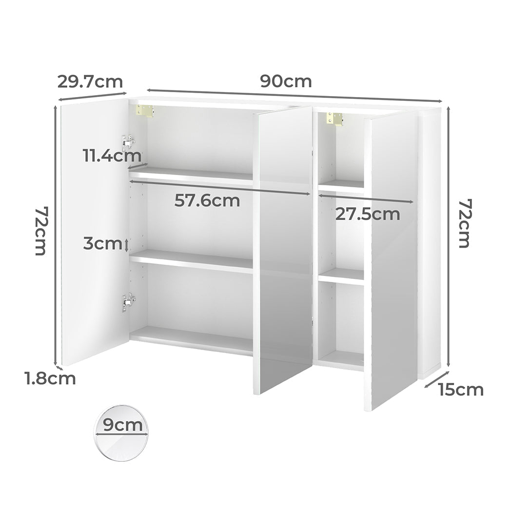 Bathroom Mirror Cabinet 90CM with 5X Magnifying Mirror and Tissue Hole - White - Rivercity House & Home Co. (ABN 18 642 972 209) - Affordable Modern Furniture Australia
