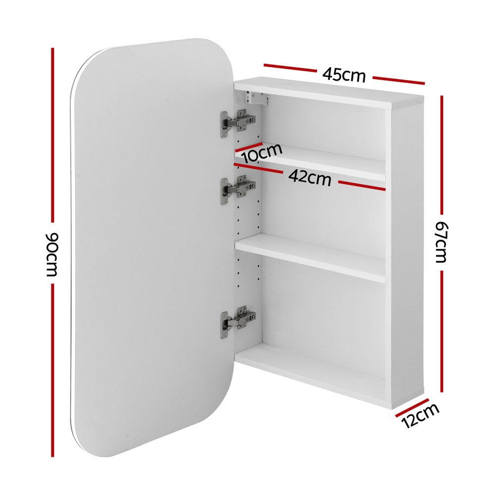 Bathroom Mirror Cabinet Medicine Shaving Arch Wall Hung 450x900mm White - Furniture > Bathroom > Bathroom Cabinets, Cupboards & Storage - Rivercity House & Home Co. (ABN 18 642 972 209) - Affordable Modern Furniture Australia