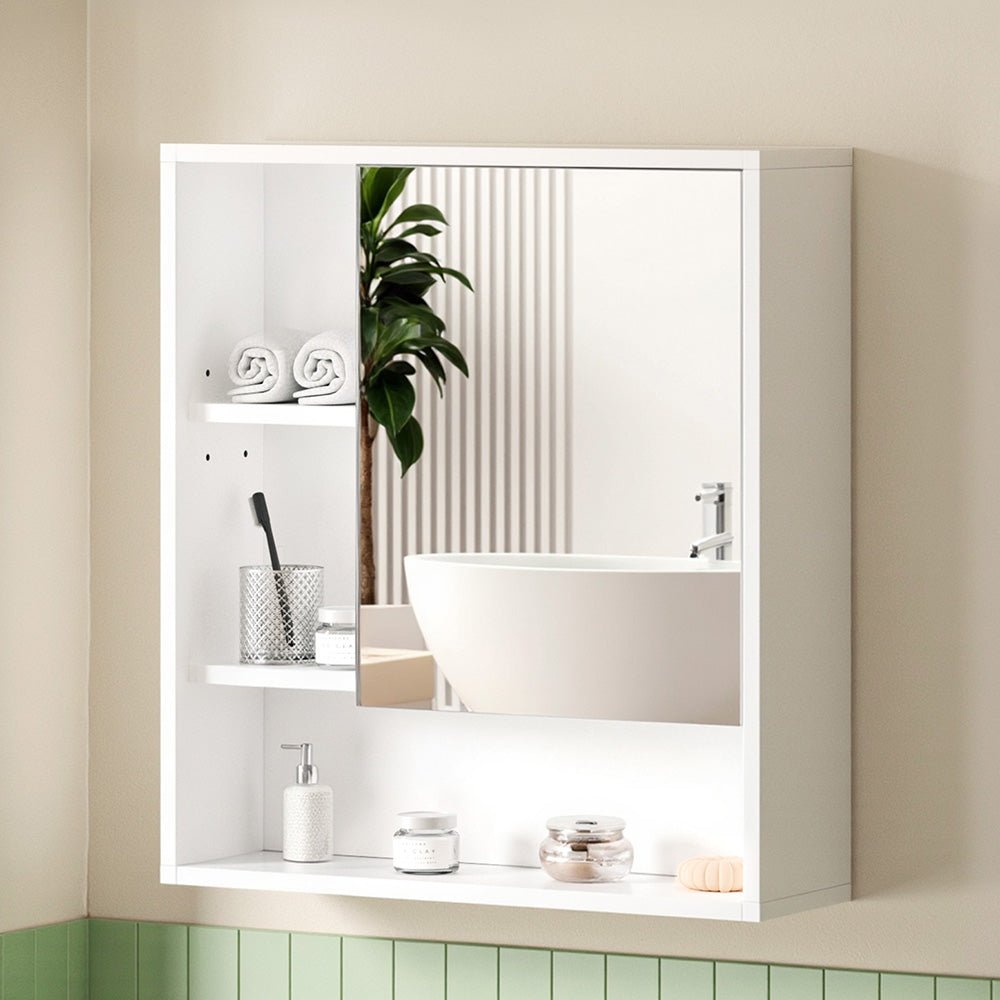 Bathroom Mirror Cabinet Mirrored Medicine Adjustable Shelf Wall Mounted 560mm White - Furniture > Bathroom > Bathroom Cabinets, Cupboards & Storage - Rivercity House & Home Co. (ABN 18 642 972 209) - Affordable Modern Furniture Australia