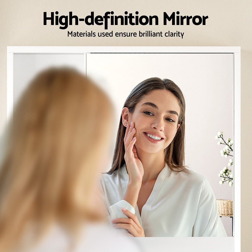 Bathroom Mirror Cabinet Mirrored Medicine Adjustable Shelf Wall Mounted 560mm White - Furniture > Bathroom > Bathroom Cabinets, Cupboards & Storage - Rivercity House & Home Co. (ABN 18 642 972 209) - Affordable Modern Furniture Australia