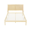 Bruno Double Wooden Bed Frame with Rattan Headboard – Pine Finish