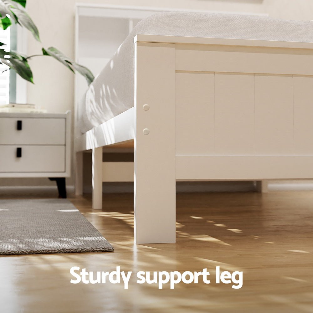 Bed Frame King Single Size Wooden with 2 Storage Drawers White - Furniture > Bedroom > Beds & Bed Frames - Rivercity House & Home Co. (ABN 18 642 972 209) - Affordable Modern Furniture Australia