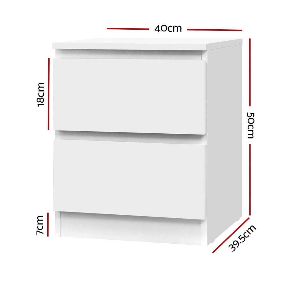 Bedside Table Cabinet Lamp Side Tables Drawers Nightstand Unit White - Furniture > Bedroom - Rivercity House & Home Co. (ABN 18 642 972 209) - Affordable Modern Furniture Australia