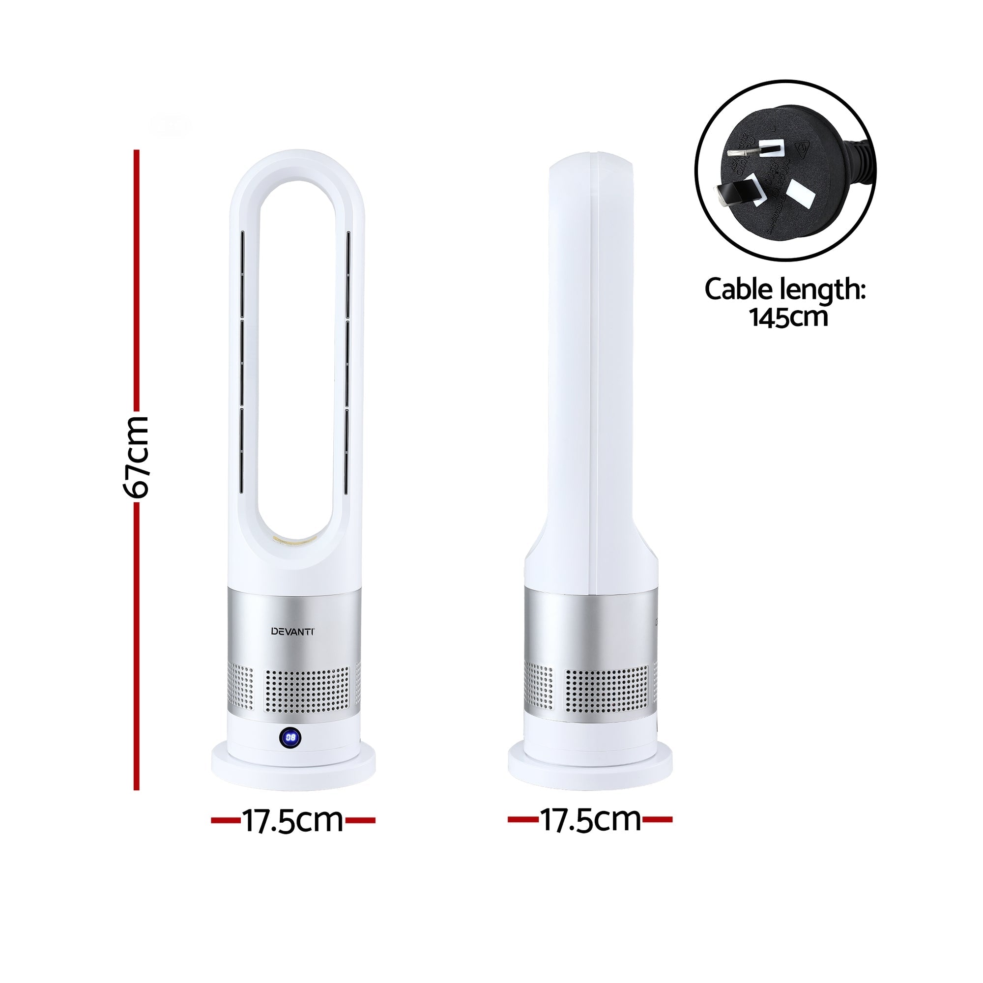 Bladeless Tower Fan Heater and Cooler 2in1 Portable Oscillation Fan for Bedroom Room Office Use White - Appliances > Heaters > Electric Heaters - Rivercity House & Home Co. (ABN 18 642 972 209) - Affordable Modern Furniture Australia