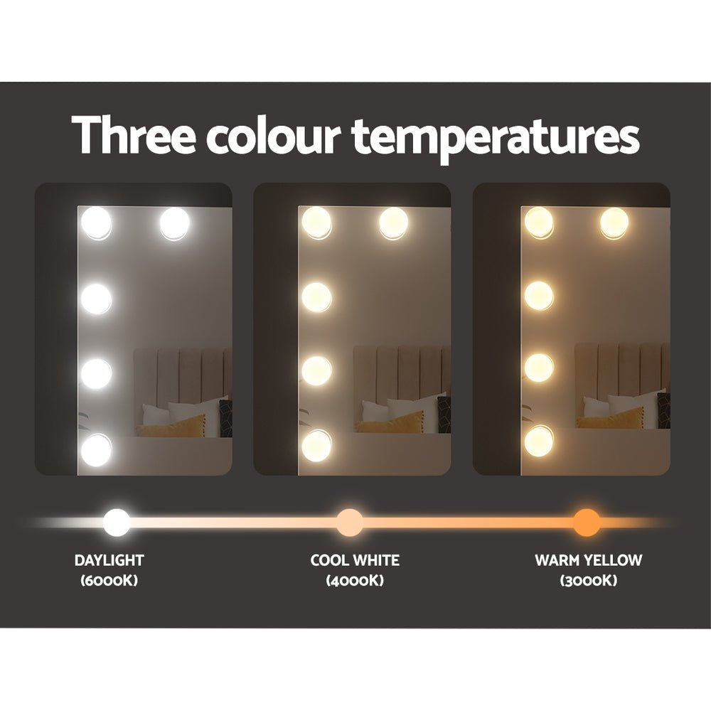 Bluetooth Makeup Mirror 58X46cm Hollywood with Light Dimmable 15 LED - Furniture > Bathroom - Rivercity House & Home Co. (ABN 18 642 972 209) - Affordable Modern Furniture Australia