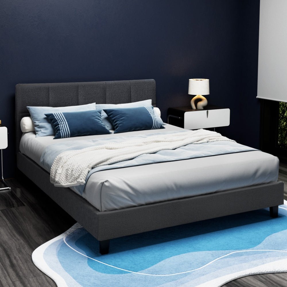 Bondi Queen Bed Frame Charcoal - Rivercity House & Home Co. (ABN 18 642 972 209) - Affordable Modern Furniture Australia
