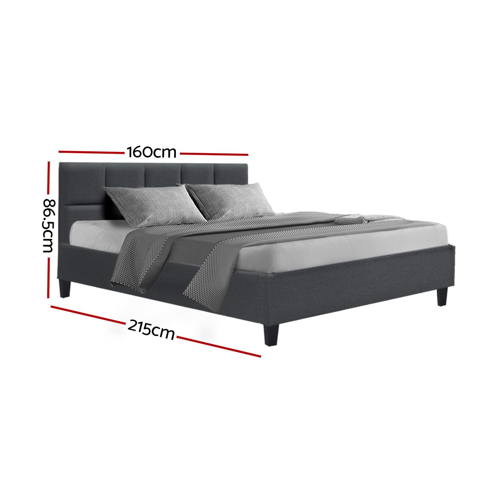Bondi Queen Bed Frame Charcoal - Rivercity House & Home Co. (ABN 18 642 972 209) - Affordable Modern Furniture Australia