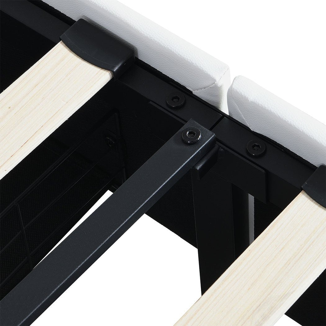 Brighton LED Storage King Bed Frame with USB Charging - White - Rivercity House & Home Co. (ABN 18 642 972 209) - Affordable Modern Furniture Australia