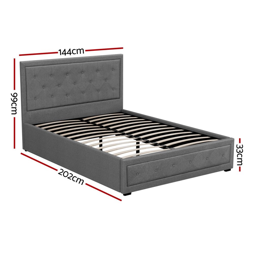 Bronte Storage Double Bed Frame Grey - Rivercity House & Home Co. (ABN 18 642 972 209) - Affordable Modern Furniture Australia