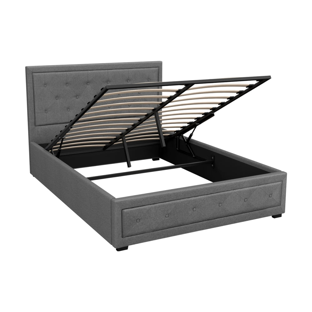 Bronte Storage Double Bed Frame Grey - Rivercity House & Home Co. (ABN 18 642 972 209) - Affordable Modern Furniture Australia