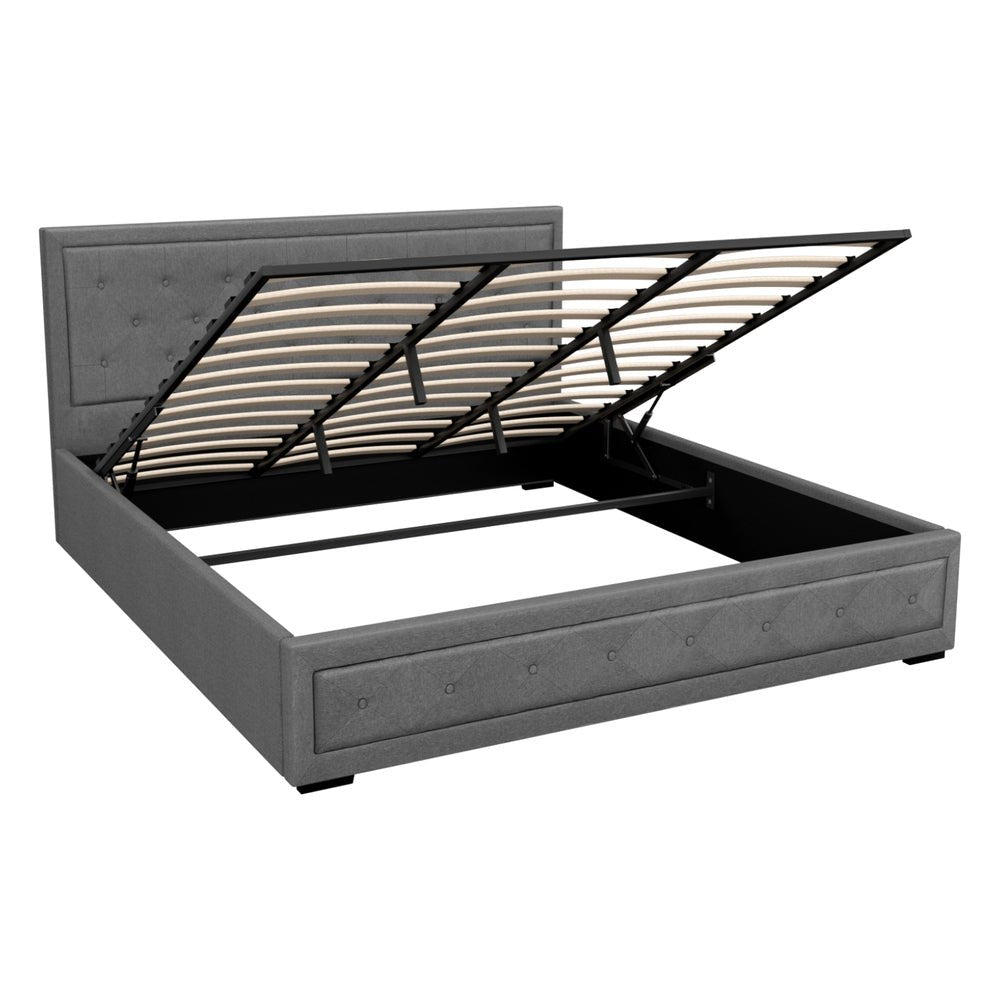 Bronte Storage King Bed Frame Grey - Rivercity House & Home Co. (ABN 18 642 972 209) - Affordable Modern Furniture Australia