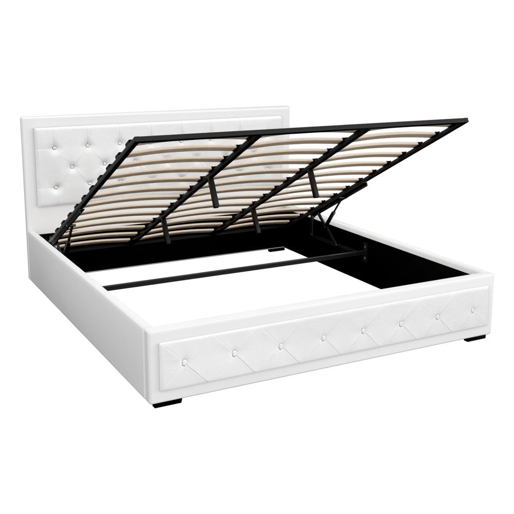 Bronte Storage King Bed Frame White - Rivercity House & Home Co. (ABN 18 642 972 209) - Affordable Modern Furniture Australia