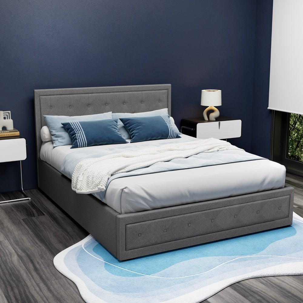 Bronte Storage Queen Bed Frame Grey - Rivercity House & Home Co. (ABN 18 642 972 209) - Affordable Modern Furniture Australia