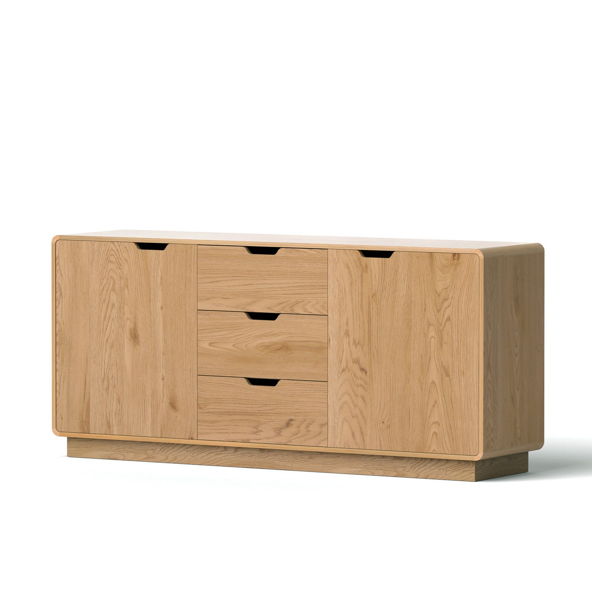Buffet Sideboard Cabinet with Drawers and Round Edges - Oak - Furniture > Dining > Buffets & Sideboards - Rivercity House & Home Co. (ABN 18 642 972 209) - Affordable Modern Furniture Australia