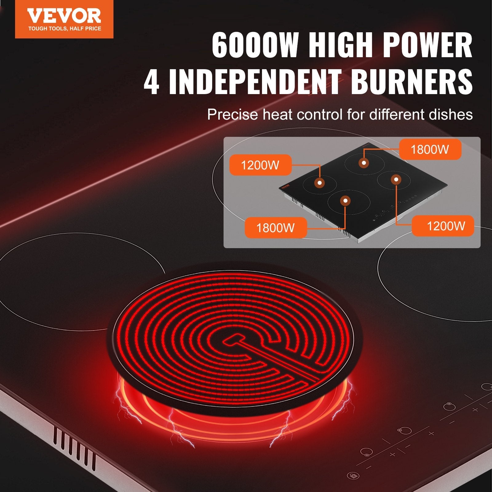 Built - in Electric Cooktop Radiant Ceramic Cooktop 4 Burners 23.2x20.5 inch - Appliances > Kitchen Appliances > Cooktops & Stoves - Rivercity House & Home Co. (ABN 18 642 972 209) - Affordable Modern Furniture Australia