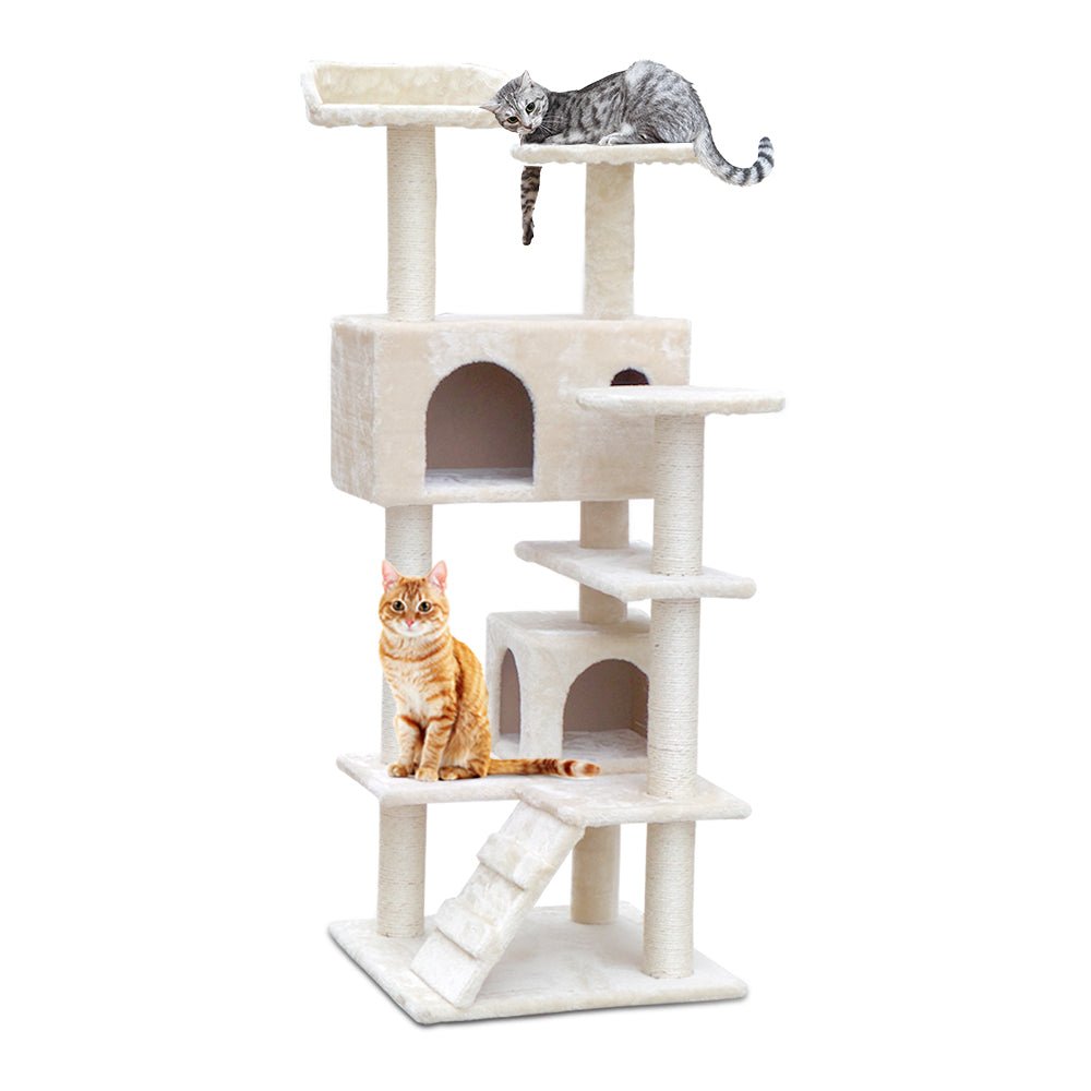 Cat Tree 134cm Trees Scratching Post Scratcher Tower Condo House Furniture Wood Beige - Pet Care > Cat Supplies - Rivercity House & Home Co. (ABN 18 642 972 209) - Affordable Modern Furniture Australia