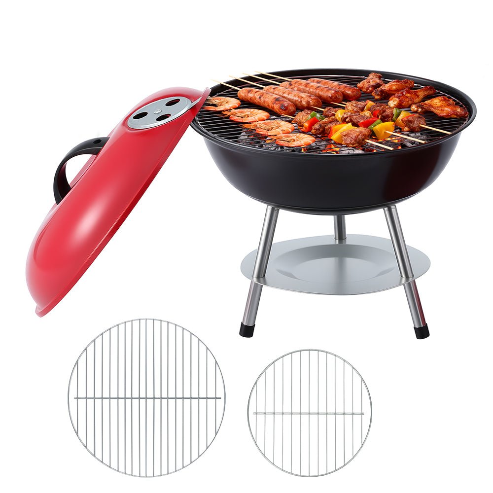 Charcoal BBQ Grill Portable with Lid for Camping Outdoor - Home & Garden > BBQ > BBQs & Accessories - Rivercity House & Home Co. (ABN 18 642 972 209) - Affordable Modern Furniture Australia