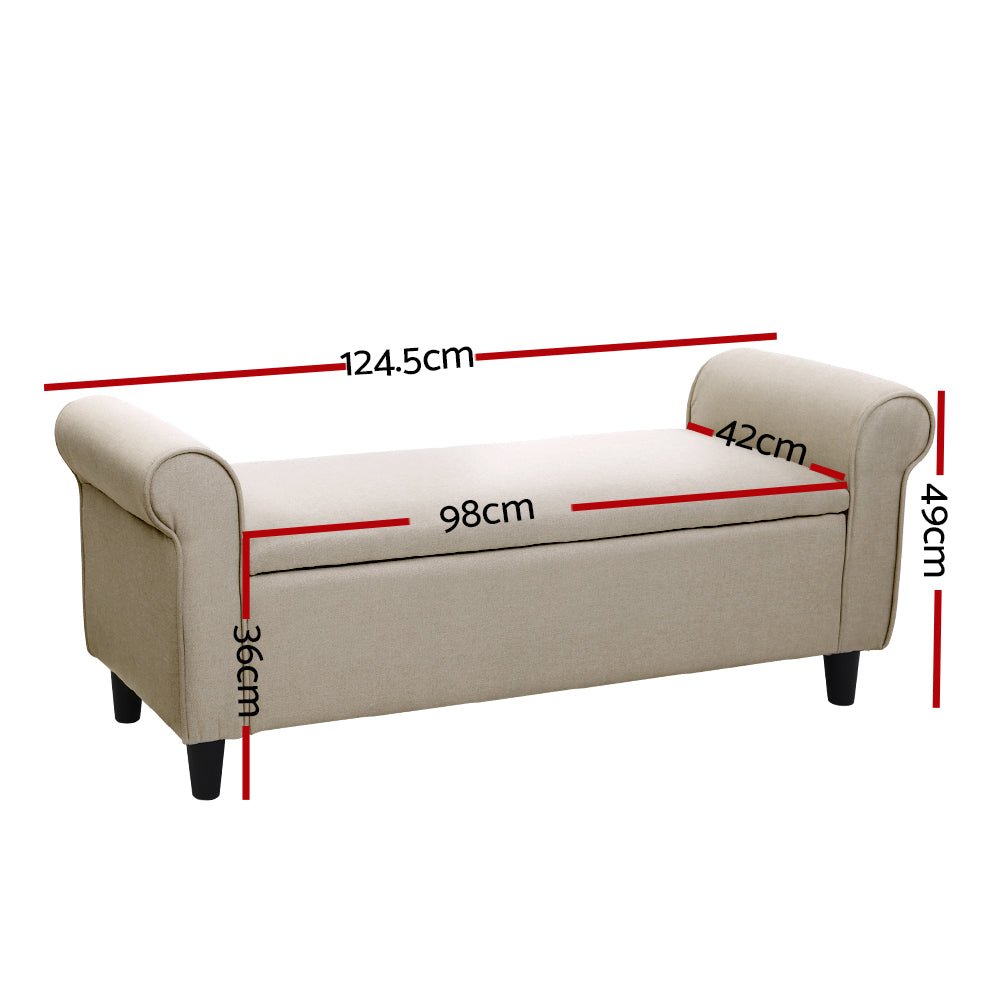 Chloe Linen Storage Ottoman Blanket Box Taupe - Rivercity House & Home Co. (ABN 18 642 972 209) - Affordable Modern Furniture Australia