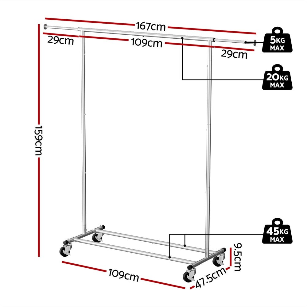 Clothes Rack Airer Rail Coat Stand Adjustable Hanger - Furniture > Living Room > Coat Racks - Rivercity House & Home Co. (ABN 18 642 972 209) - Affordable Modern Furniture Australia