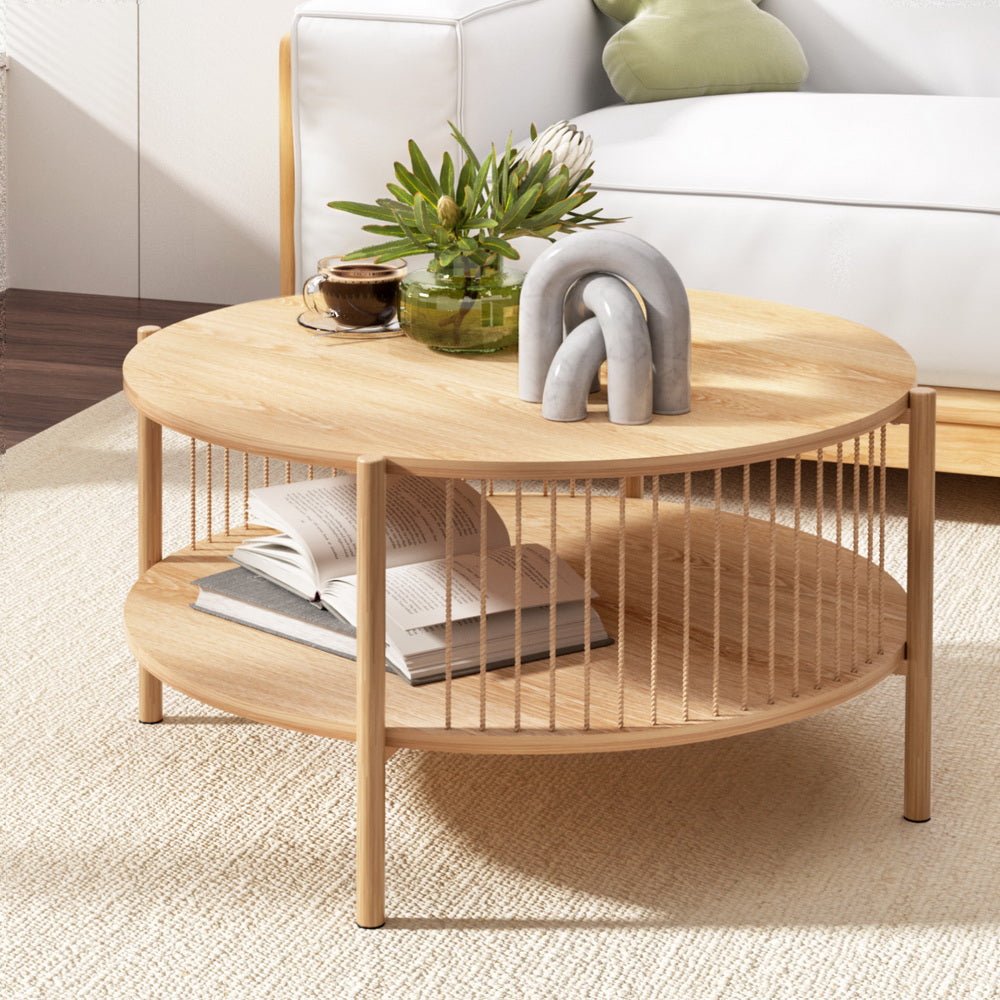 Coffee Table 2 - Tier Round Wood - Furniture > Living Room > Coffee Tables - Rivercity House & Home Co. (ABN 18 642 972 209) - Affordable Modern Furniture Australia