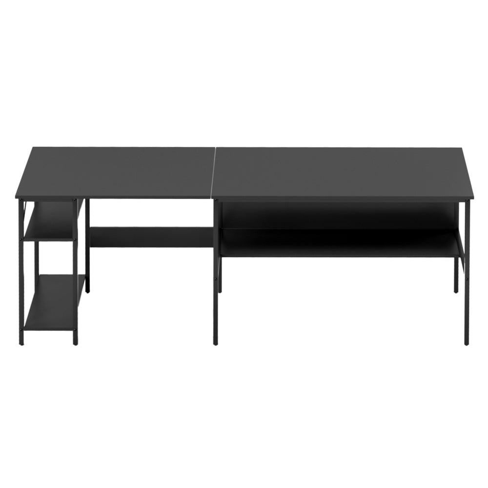 Computer Desk L shape Home Office Study Table Desks Open Shelf Black - Furniture > Office > Desks - Rivercity House & Home Co. (ABN 18 642 972 209) - Affordable Modern Furniture Australia