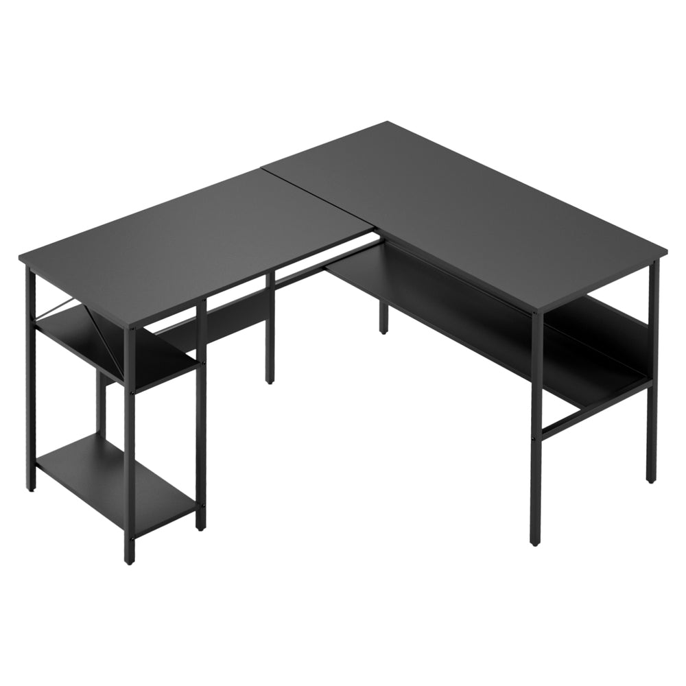 Computer Desk L shape Home Office Study Table Desks Open Shelf Black - Furniture > Office > Desks - Rivercity House & Home Co. (ABN 18 642 972 209) - Affordable Modern Furniture Australia