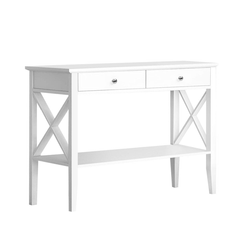 Console Table Hall Side Entry 2 Drawers Display White Desk Furniture - Rivercity House & Home Co. (ABN 18 642 972 209) - Affordable Modern Furniture Australia
