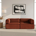 2-Seater Convertible Folding Sofa Bed with Steel Frame - Orange