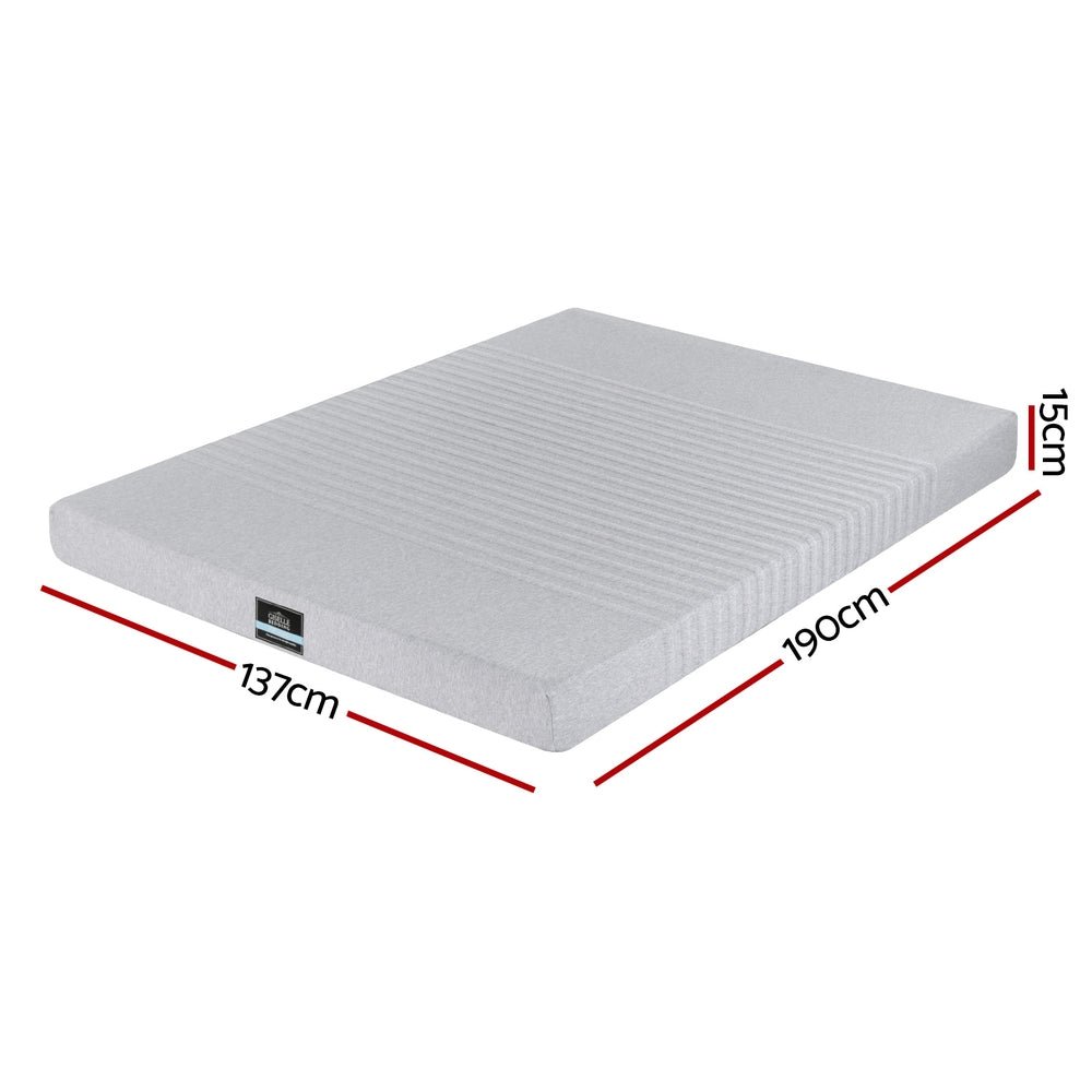 Cool Gel Memory Foam Mattress Charcoal 7 - Zone Washable Bamboo Cover 15cm Double - Furniture > Mattresses > Mattress Toppers - Rivercity House & Home Co. (ABN 18 642 972 209) - Affordable Modern Furniture Australia