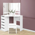 Corner Dressing Table With Mirror & Stool White