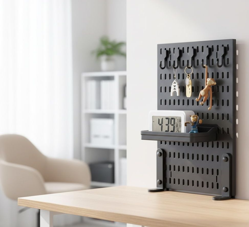 Desk Pegboard Organiser Kit with Hooks, Tray & Clamp Mount for Office, Gaming & Home Workspace - Black - Home & Garden > Home Office Accessories > Desk Accessories - Rivercity House & Home Co. (ABN 18 642 972 209) - Affordable Modern Furniture Australia