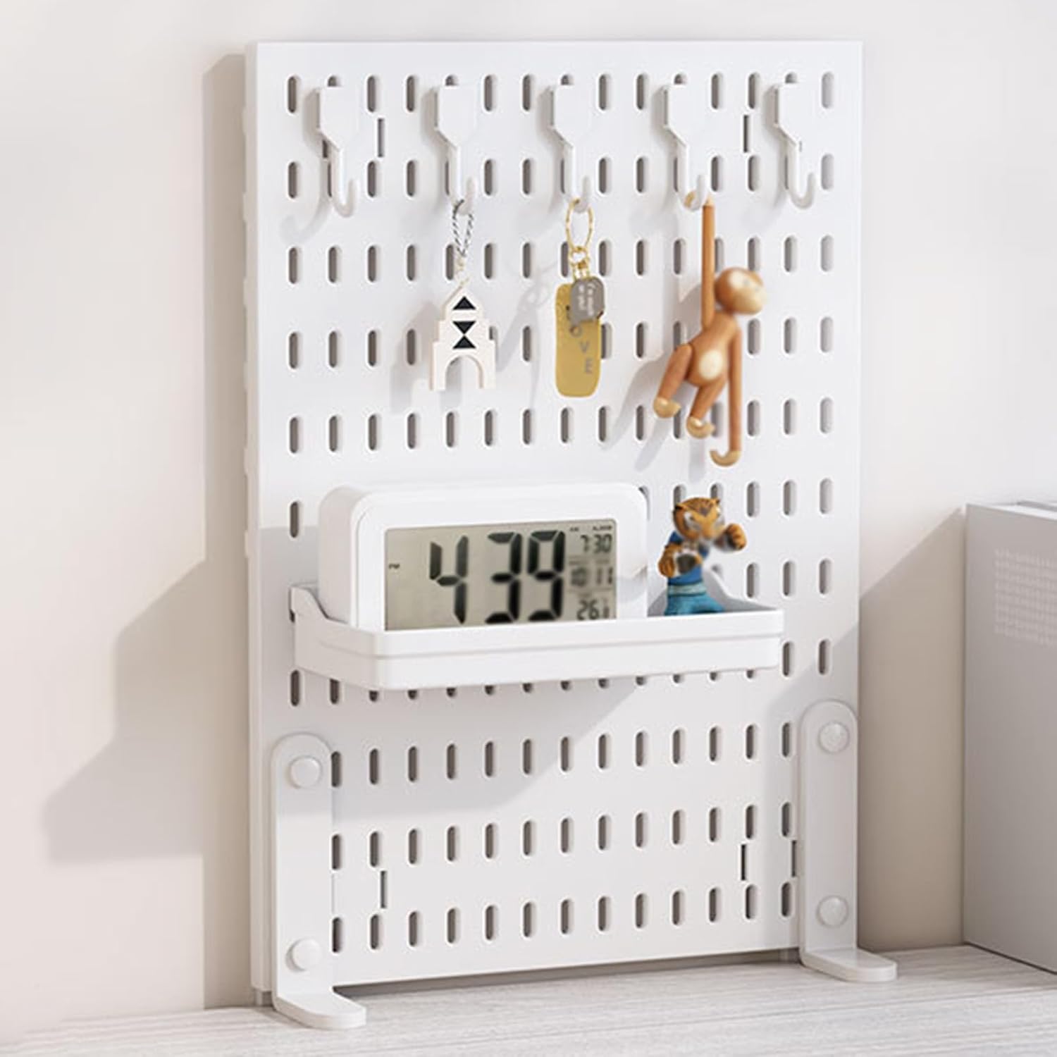 Desk Pegboard Organiser Kit with Hooks, Tray & Clamp Mount for Office, Gaming & Home Workspace - White - Home & Garden > Home Office Accessories > Desk Accessories - Rivercity House & Home Co. (ABN 18 642 972 209) - Affordable Modern Furniture Australia