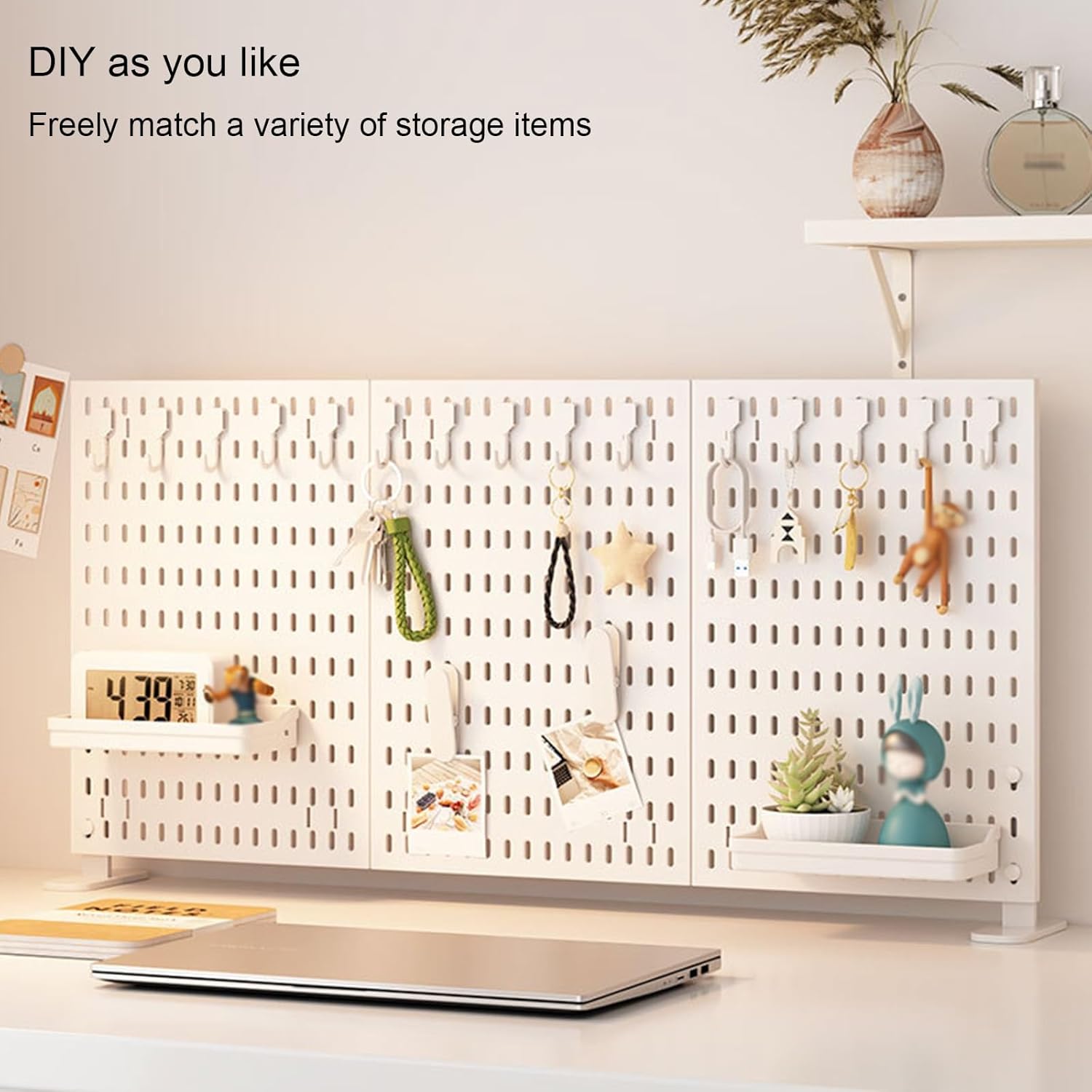 Desk Pegboard Organiser Kit with Hooks, Tray & Clamp Mount for Office, Gaming & Home Workspace - White - Home & Garden > Home Office Accessories > Desk Accessories - Rivercity House & Home Co. (ABN 18 642 972 209) - Affordable Modern Furniture Australia