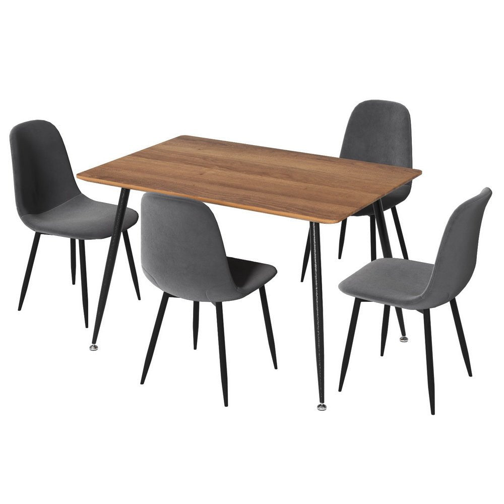 Dining Table and 4 Chairs Set Grey Metal - Furniture > Dining > Dining Set - Rivercity House & Home Co. (ABN 18 642 972 209) - Affordable Modern Furniture Australia
