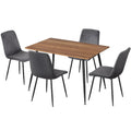 Dining Table and 4 Chairs Set Grey Velvet