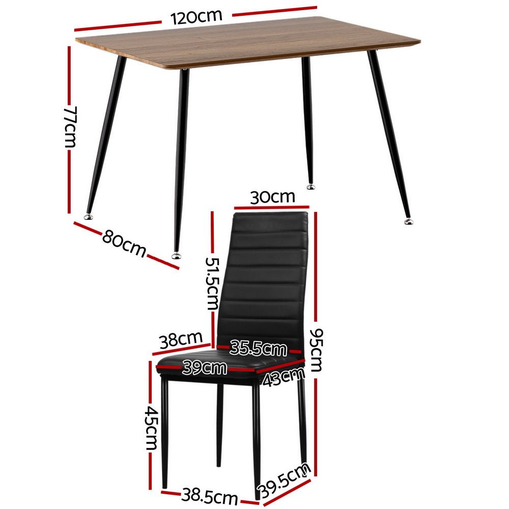 Dining Table and 4 Chairs Set Rectangle Metal - Furniture > Dining > Dining Set - Rivercity House & Home Co. (ABN 18 642 972 209) - Affordable Modern Furniture Australia