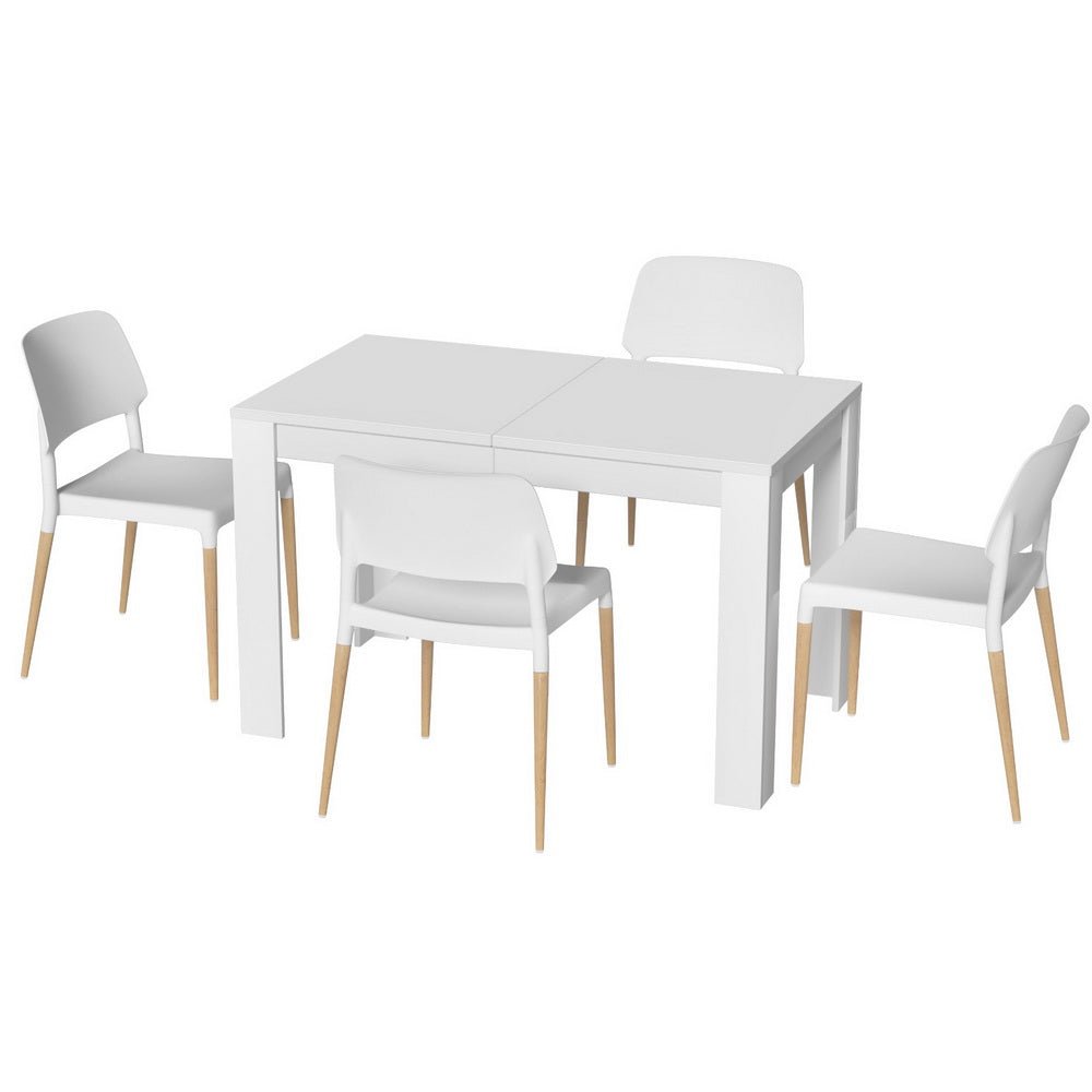 Dining Table and 4 Chairs Set White Wood - Furniture > Dining > Dining Set - Rivercity House & Home Co. (ABN 18 642 972 209) - Affordable Modern Furniture Australia