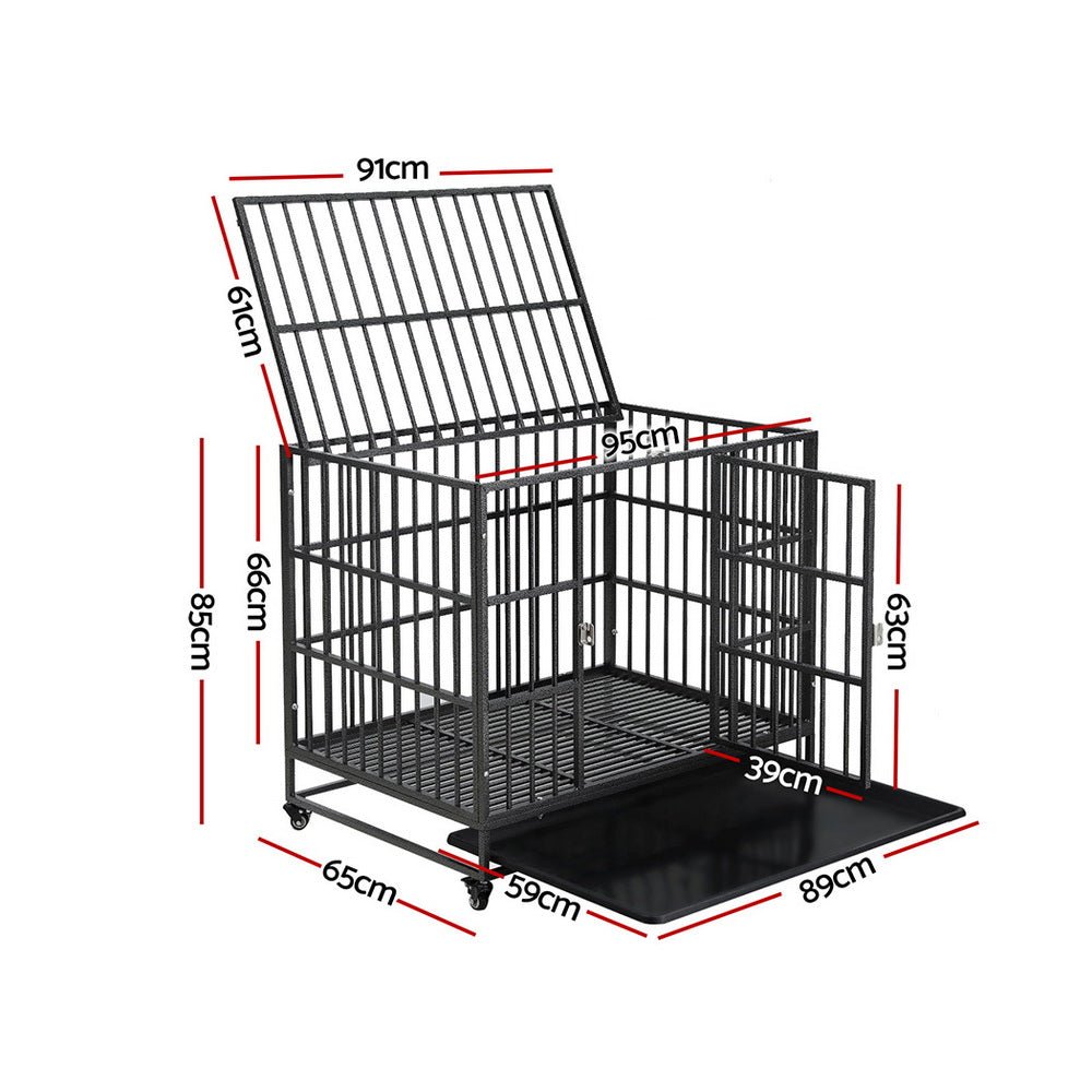 Dog Cage Crate Large Puppy Cat Anti - Bite Pet Kennel Wheels w/Tray Metal - Pet Care > Dog Supplies - Rivercity House & Home Co. (ABN 18 642 972 209) - Affordable Modern Furniture Australia