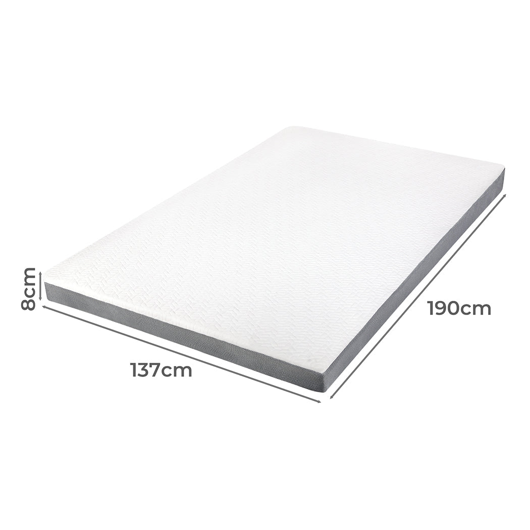 Double Memory Foam Mattress Topper All Season with Anti - Slip - White & Grey - Rivercity House & Home Co. (ABN 18 642 972 209) - Affordable Modern Furniture Australia