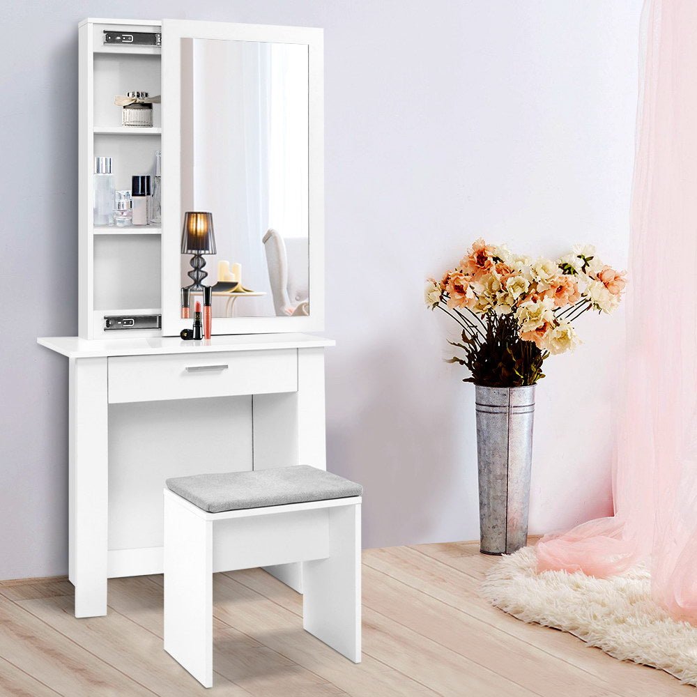 Dressing Table Mirror Stool Mirror Jewellery Cabinet Makeup Storage - Rivercity House & Home Co. (ABN 18 642 972 209) - Affordable Modern Furniture Australia
