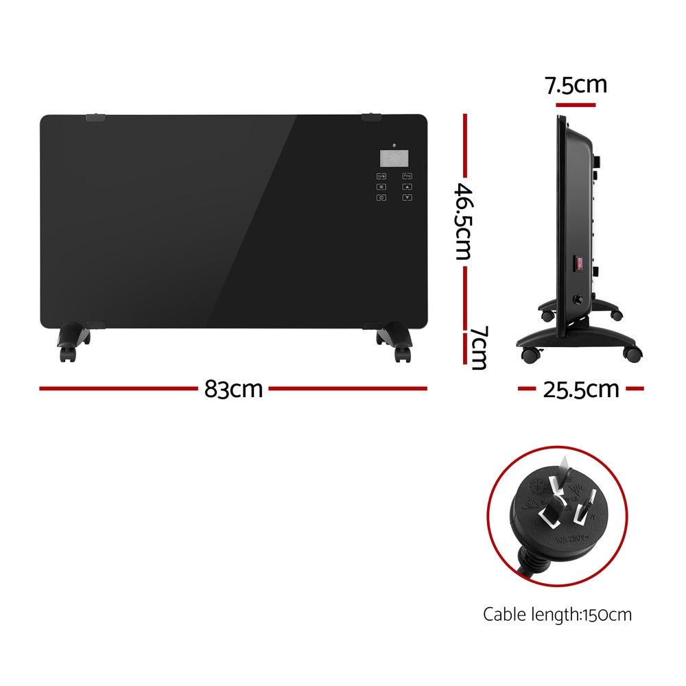 Electric Convection Heater Black 2000W - Appliances > Heaters - Rivercity House & Home Co. (ABN 18 642 972 209) - Affordable Modern Furniture Australia